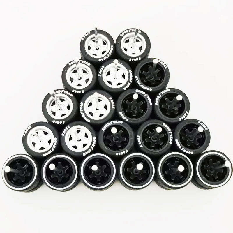 20pcs (10 Sets) 1/64 Alloy Wheels with Off-Road Tires – Modified for Matchbox, Domeka, Tomy Car Models