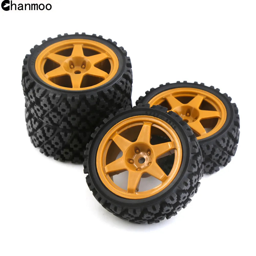 1/10 RC Rally On-Road Tires with 12mm Hex – Fits Tamiya XV01/XV02/TA06/TT01/TT02, PTG2, 144001, A959, HPI