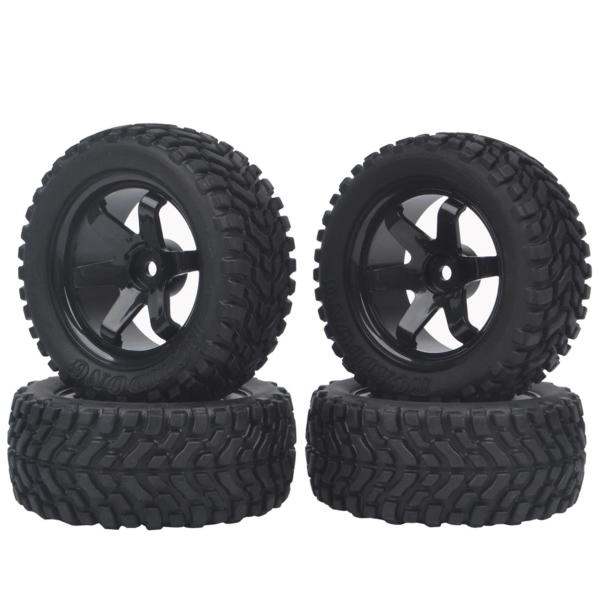 75mm RC Rally Car Rubber Tires with 12mm Hex Rims for 1/10–1/16 On-Road Touring Cars HSP