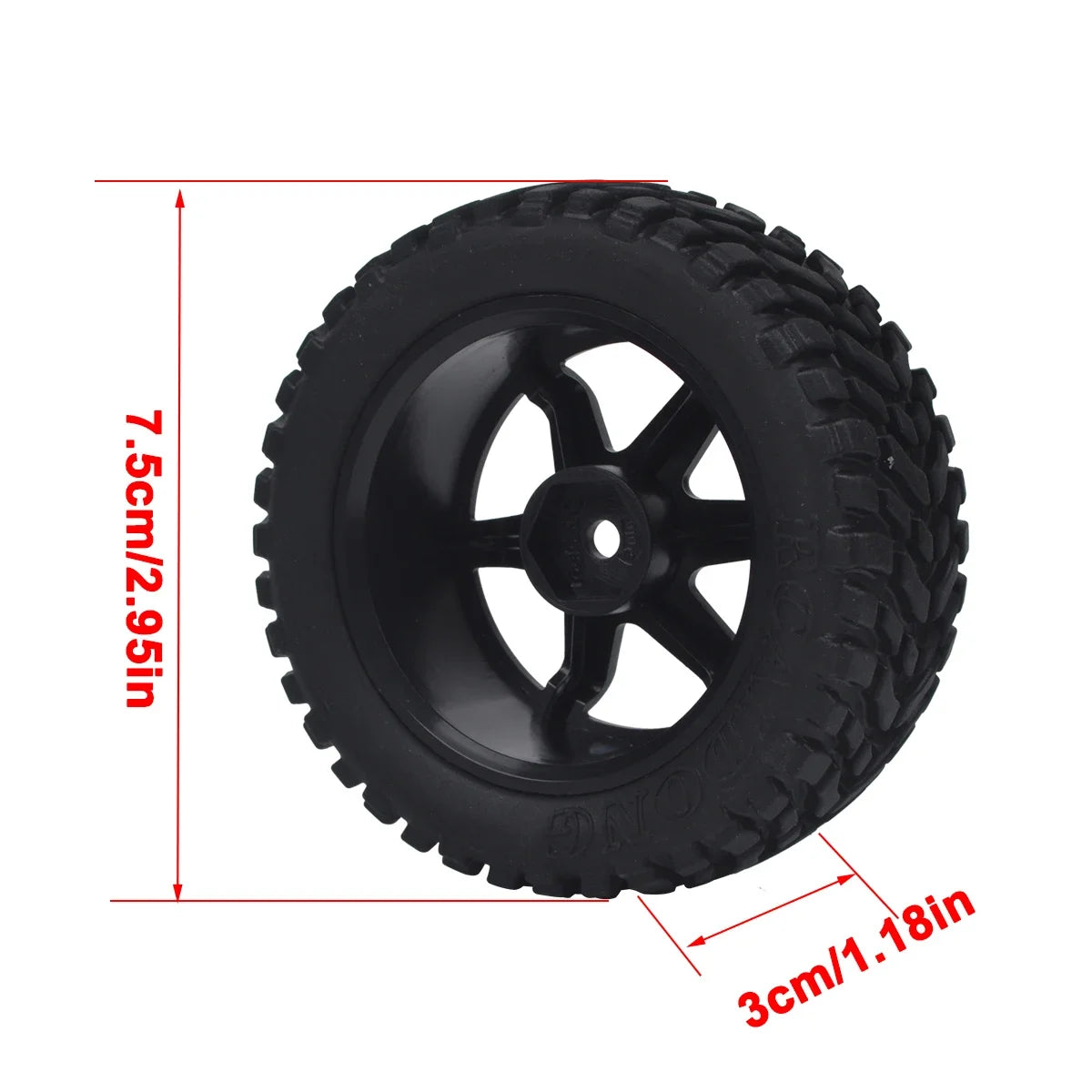 75mm RC Rally Car Rubber Tires with 12mm Hex Rims for 1/10–1/16 On-Road Touring Cars HSP