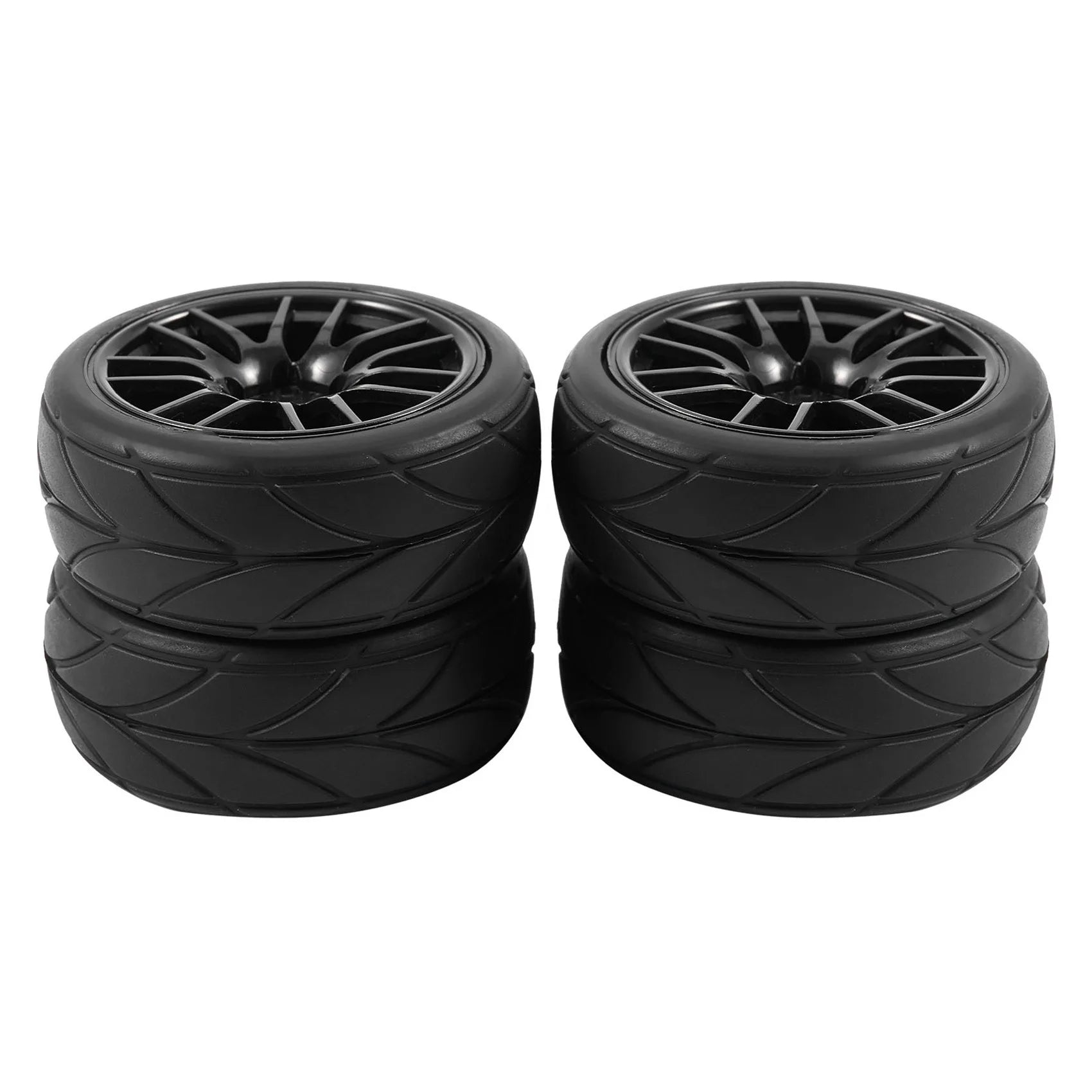 4pcs 1/10 RC On-Road Racing Tires with Rims for 9068-6081 RC Car