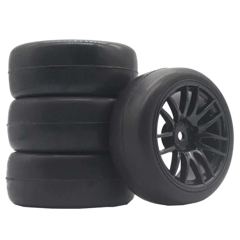 1/10 On-Road RC Car Tires & Rims Set (4pcs, 26x64mm)